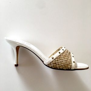 COACH Ivory White Patent Leather Mule Heels Sz 9B